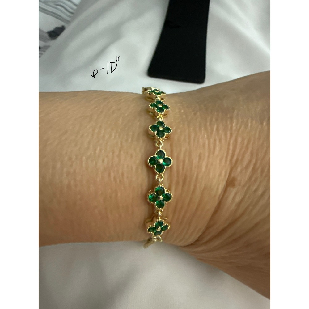 Unbranded Clover Bracelet Womens OS Green Excellent‎ Gold Tone Bolo Adjustable